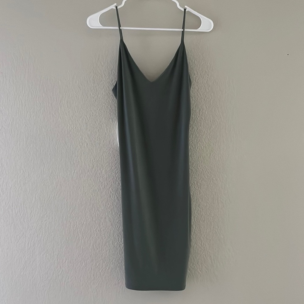 Olive green midi dress